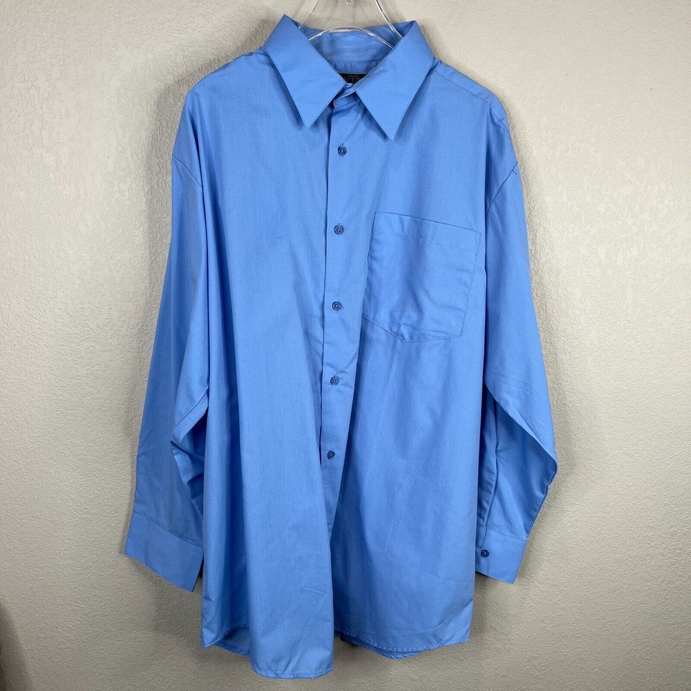 Haband‎ Mens Dress Shirt Sz 16.5 Blue Executive Division Long Sleeve Performance